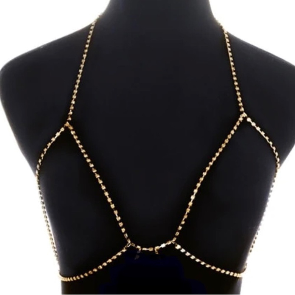Gold rhinestone body chain